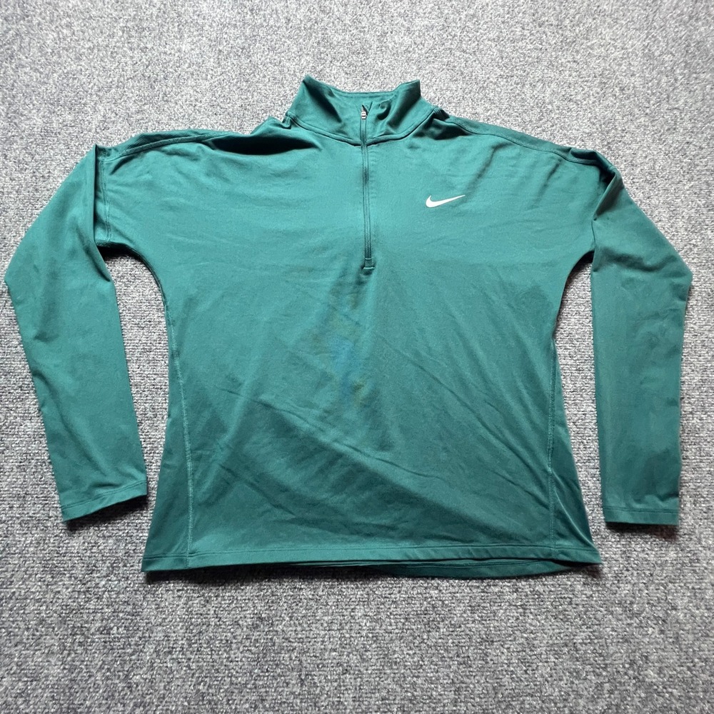 Nike Running Dri-FIT 1/4 Zip Pullover Teal Green Mens Medium‎ 855517-375